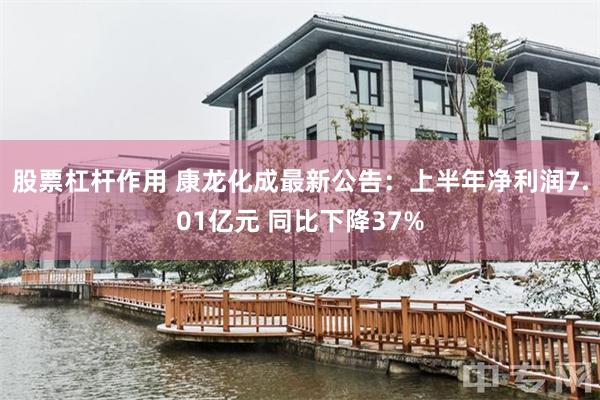 股票杠杆作用 康龙化成最新公告：上半年净利润7.01亿元 同比下降37%