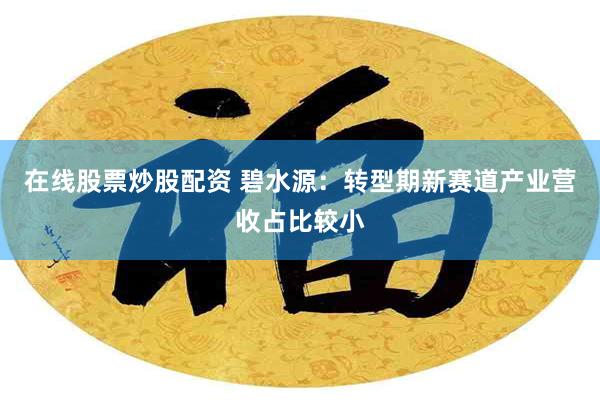 在线股票炒股配资 碧水源：转型期新赛道产业营收占比较小