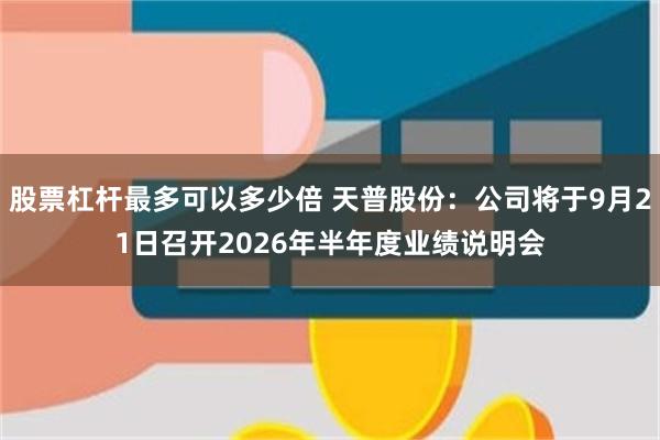 股票杠杆最多可以多少倍 天普股份：公司将于9月21日召开2026年半年度业绩说明会