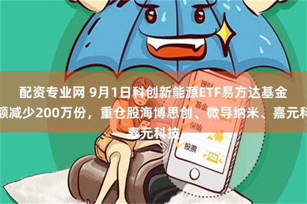配资专业网 9月1日科创新能源ETF易方达基金份额减少200万份，重仓股海博思创、微导纳米、嘉元科技