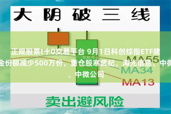 正规股票t十0交易平台 9月1日科创综指ETF建信基金份额减少500万份，重仓股寒武纪、海光信息、中微公司