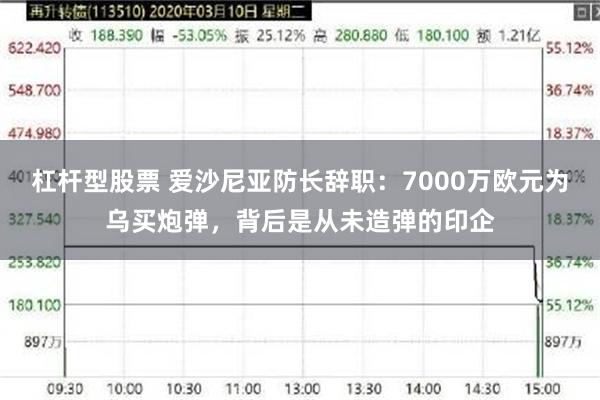 杠杆型股票 爱沙尼亚防长辞职：7000万欧元为乌买炮弹，背后是从未造弹的印企