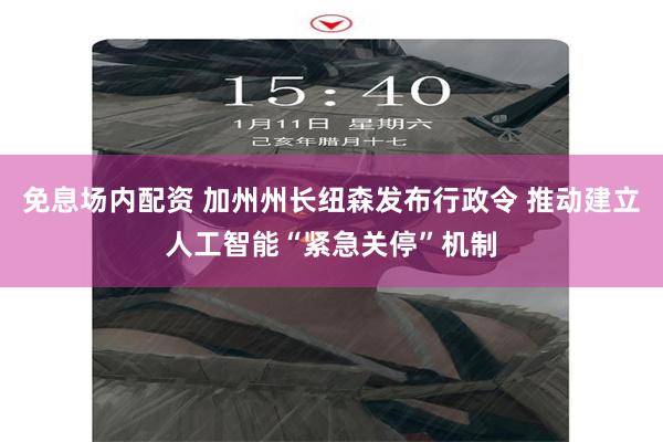 免息场内配资 加州州长纽森发布行政令 推动建立人工智能“紧急关停”机制